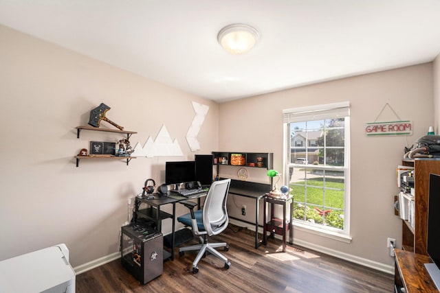 8191 Creekside Dr, Westland, MI 48185 - office area with baseboards and wood finished floors