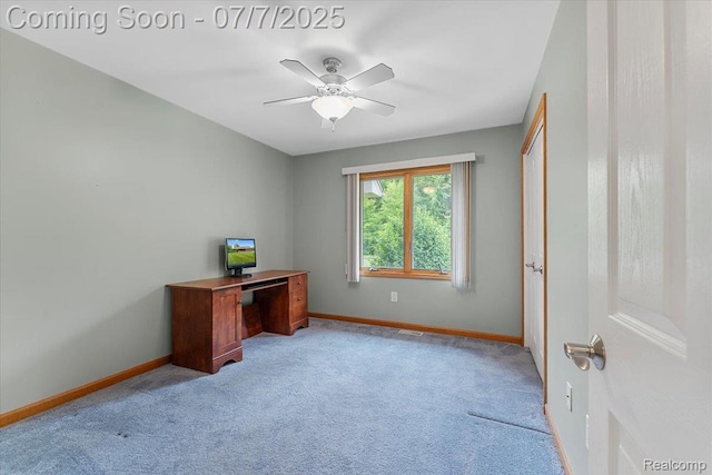 22069 Inkster Rd, Flat Rock, MI 48174 - office with a ceiling fan and light colored carpet