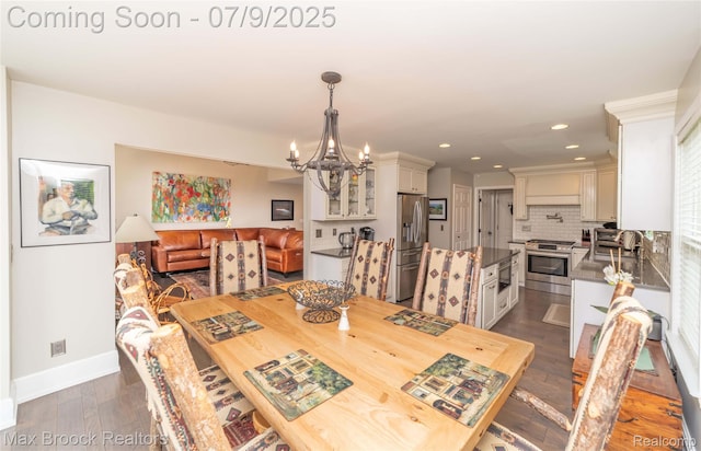 1478 Courtney Ct, Hartland, MI 48353 - dining space featuring a chandelier, dark wood-style floors, and recessed lighting