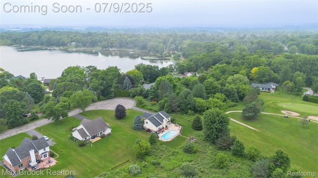 1478 Courtney Ct, Hartland, MI 48353 - aerial view of property and surrounding area featuring a large body of water and a forest