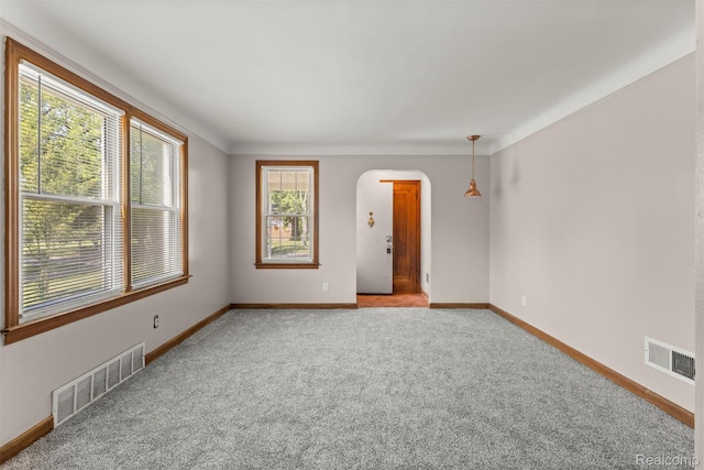 785 Tromley St, Inkster, MI 48141 - carpeted empty room featuring arched walkways and baseboards