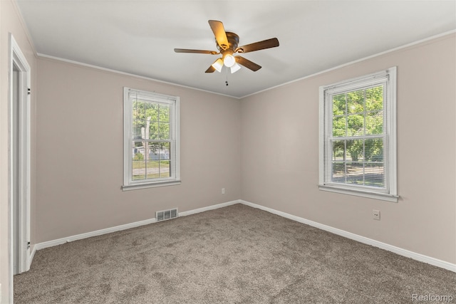 785 Tromley St, Inkster, MI 48141 - empty room featuring carpet, ceiling fan, and ornamental molding