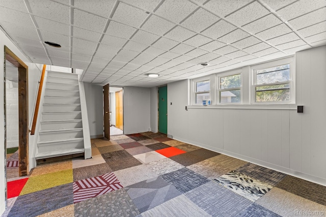 785 Tromley St, Inkster, MI 48141 - basement with stairway and a drop ceiling