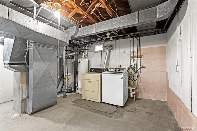 4200 Lois St, Dearborn, MI 48126 - unfinished below grade area with water heater, washing machine and dryer, and heating unit