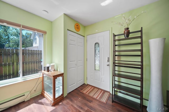 317 Clark St, Clinton, MI 49236 - entrance foyer featuring baseboard heating and dark wood-style flooring