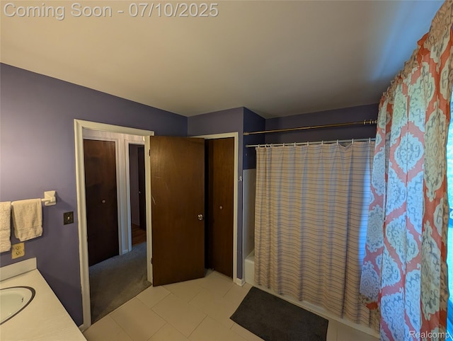 1391 Dye Krest Cir, Flint, MI 48532 - full bathroom with vanity, tile patterned flooring, and shower / bathtub combination with curtain