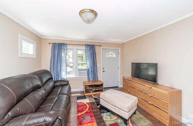 20892 Dean St, Warren, MI 48091 - living area with wood finished floors and ornamental molding