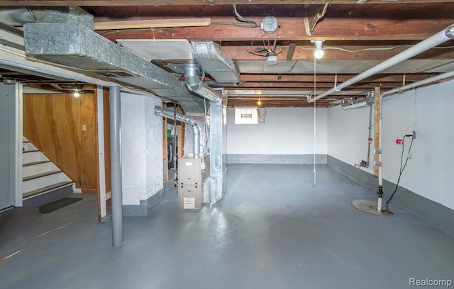 20892 Dean St, Warren, MI 48091 - unfinished basement with heating unit and stairway