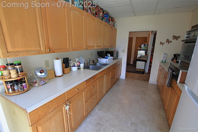 116 N Shiawassee St, Bancroft, MI 48414 - kitchen with stainless steel microwave, light countertops, light floors, and fridge