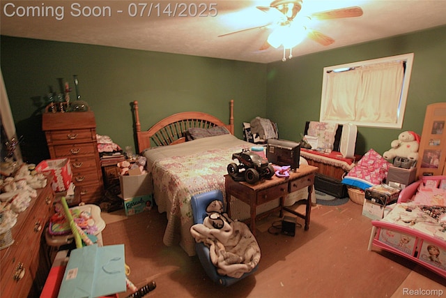 116 N Shiawassee St, Bancroft, MI 48414 - bedroom featuring finished concrete flooring and a ceiling fan