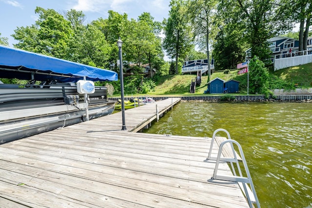 5680 Woodland Ave, Watervliet, MI 49098 - dock featuring a water view and view of wooded area