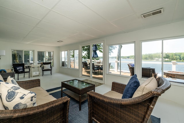 5680 Woodland Ave, Watervliet, MI 49098 - sunroom with a water view and a paneled ceiling