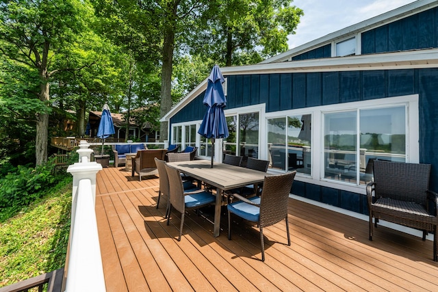 5680 Woodland Ave, Watervliet, MI 49098 - deck with an outdoor hangout area and outdoor dining area