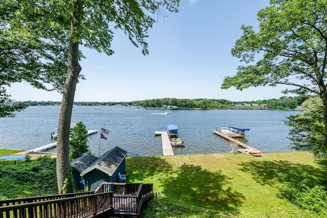 5680 Woodland Ave, Watervliet, MI 49098 - dock area featuring a water view and a yard