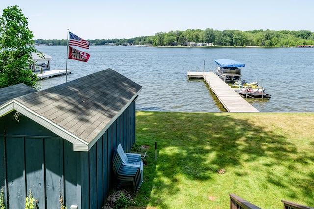 5680 Woodland Ave, Watervliet, MI 49098 - dock area featuring a water view and a yard