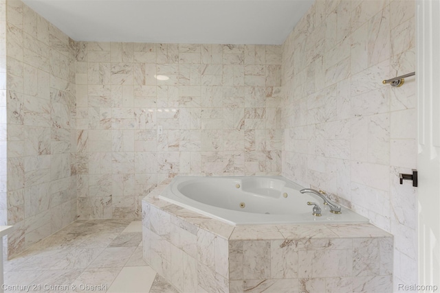7115 Steadman St, Dearborn, MI 48126 - bathroom featuring a tub with jets and tile walls