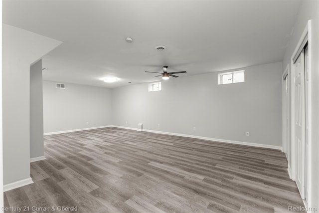 7115 Steadman St, Dearborn, MI 48126 - basement with wood finished floors and a ceiling fan