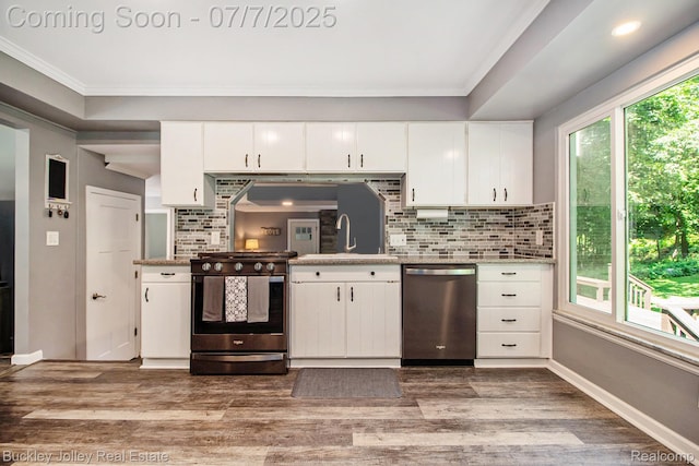1049 Hillcrest Ave, Brighton, MI 48116 - kitchen featuring appliances with stainless steel finishes, decorative backsplash, wood finished floors, ornamental molding, and recessed lighting