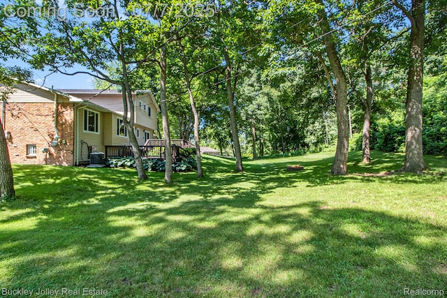1049 Hillcrest Ave, Brighton, MI 48116 - view of grassy yard featuring a deck