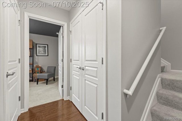 2582 Helmsdale Cir, Rochester, MI 48307 - hallway featuring dark wood-type flooring and dark colored carpet
