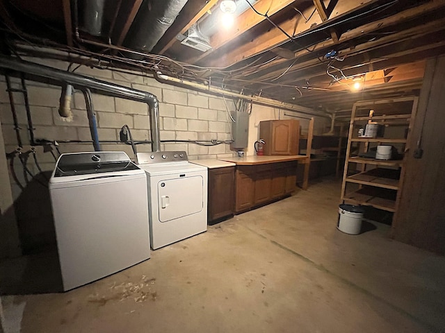 838 Meadow Dr, Traverse City, MI 49685 - unfinished below grade area with washing machine and dryer and electric panel