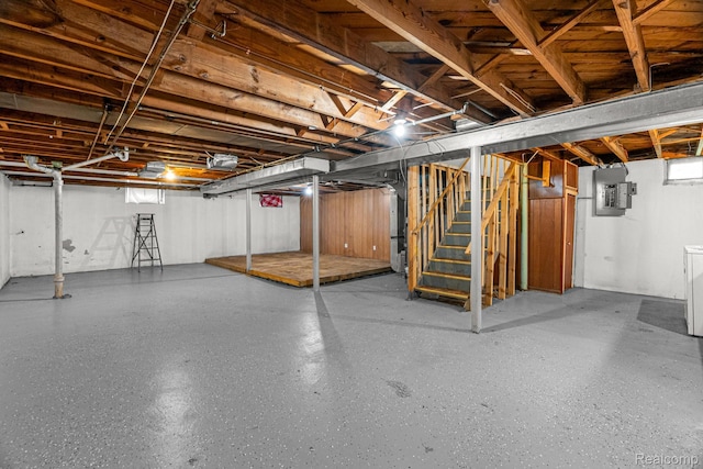 808 Pagel Ave, Lincoln Park, MI 48146 - unfinished below grade area featuring stairway and electric panel