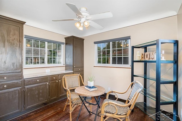 2220 Mershon St, Saginaw, MI 48602 - dining space featuring dark wood-style flooring and ceiling fan