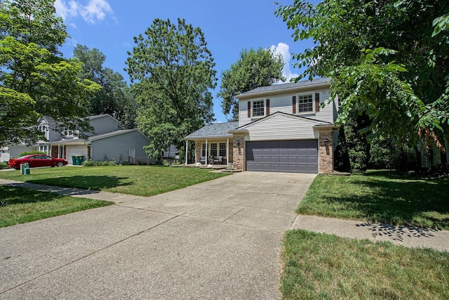 7981 Faircrest Dr, Ypsilanti, MI 48197 - traditional-style house with a front lawn, concrete driveway, brick siding, and an attached garage