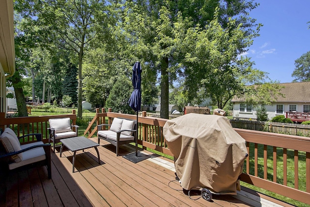 7981 Faircrest Dr, Ypsilanti, MI 48197 - deck with an outdoor living space and a grill