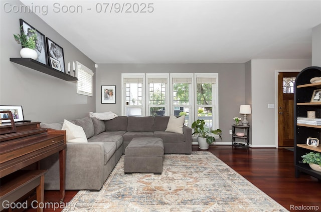 2340 Hamata St, Ferndale, MI 48220 - living room with dark wood-style flooring and baseboards