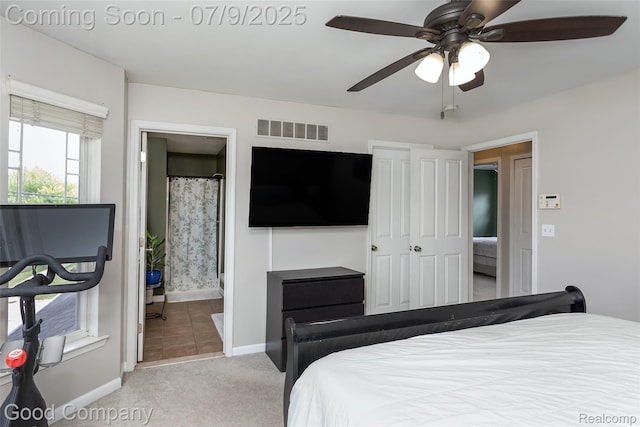 2340 Hamata St, Ferndale, MI 48220 - carpeted bedroom featuring ensuite bathroom and a ceiling fan
