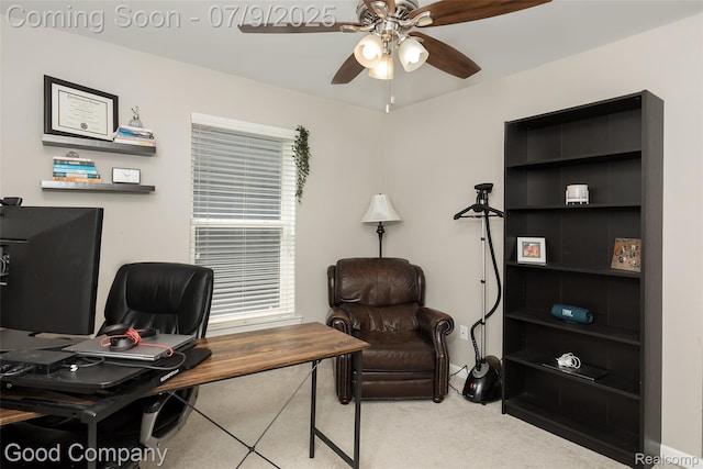 2340 Hamata St, Ferndale, MI 48220 - home office with ceiling fan and carpet floors