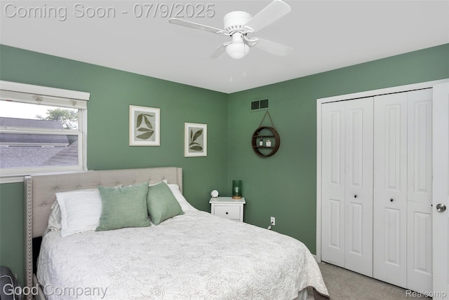 2340 Hamata St, Ferndale, MI 48220 - bedroom featuring a closet, carpet flooring, and a ceiling fan