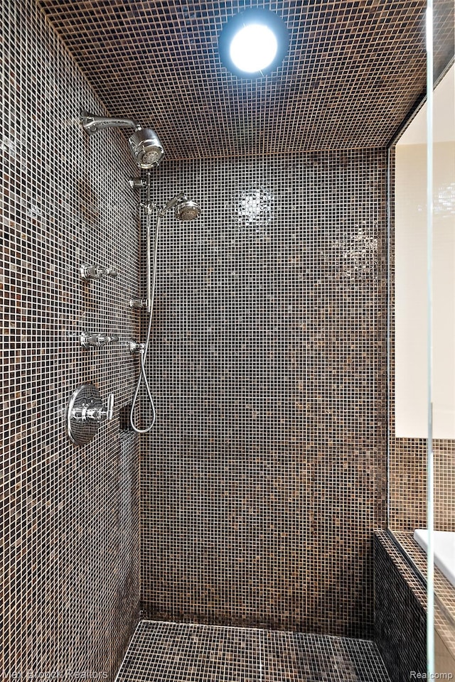504 Landon St, Birmingham, MI 48009 - bathroom with a tile shower and tile walls
