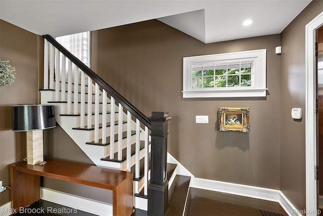 504 Landon St, Birmingham, MI 48009 - stairway with recessed lighting and wood finished floors