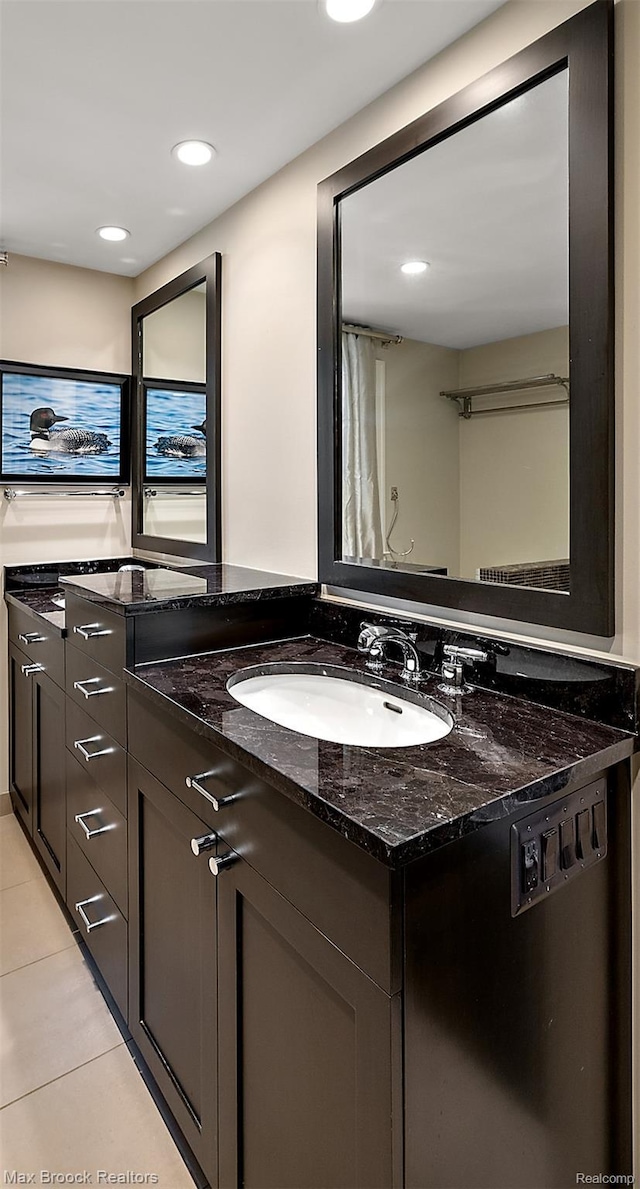 504 Landon St, Birmingham, MI 48009 - bathroom with double vanity, tile patterned floors, and recessed lighting