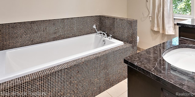 504 Landon St, Birmingham, MI 48009 - bathroom with vanity, a bath, and tile patterned flooring