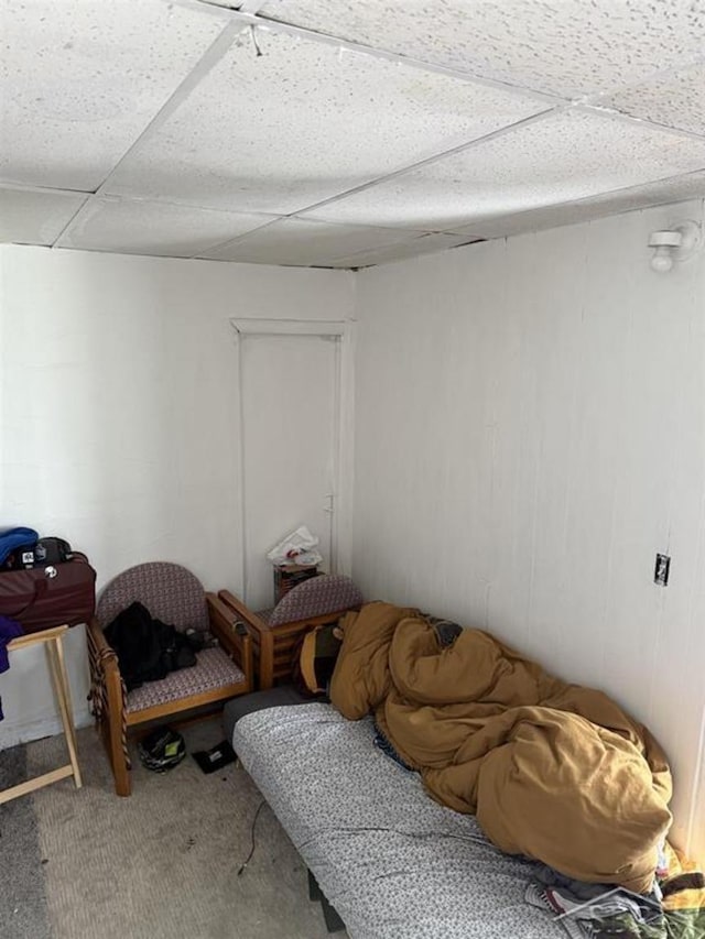 1541 Emily St, Saginaw, MI 48601 - living area featuring carpet floors and a paneled ceiling