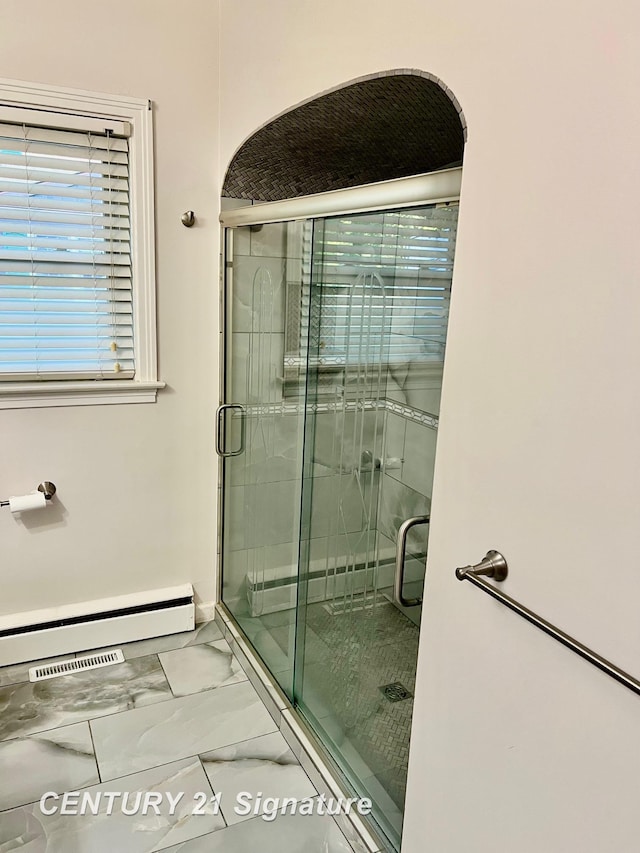 1751 Lathrup Ave, Saginaw, MI 48638 - full bathroom featuring marble finish floors and a stall shower