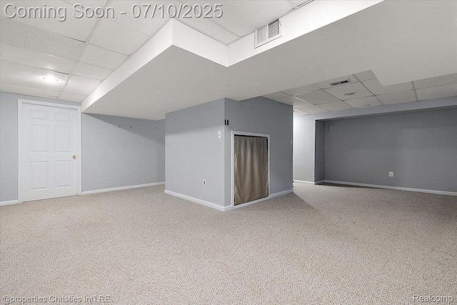 25426 Lindenwood Ln, Southfield, MI 48033 - finished basement featuring a drop ceiling and carpet