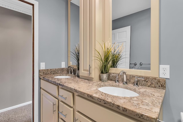 3800 Guest Rd, Jackson, MI 49203 - bathroom with double vanity and baseboards