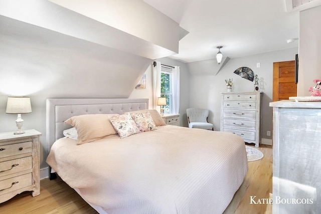 140 S Monroe St NE, Rockford, MI 49341 - bedroom with light wood-style floors and vaulted ceiling