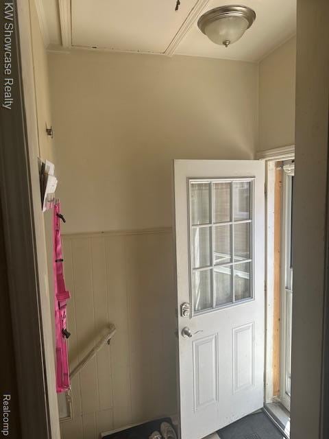 9624 Winston, Redford, MI 48239 - doorway featuring a wainscoted wall