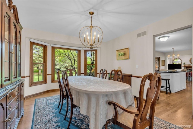 24842 White Plains Dr, Novi, MI 48374 - dining space featuring a chandelier and light wood-type flooring