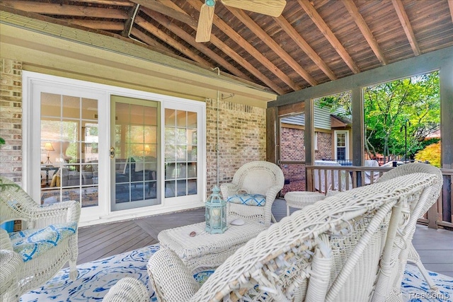 24842 White Plains Dr, Novi, MI 48374 - wooden deck with a ceiling fan