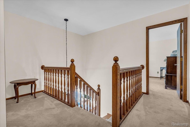 24842 White Plains Dr, Novi, MI 48374 - corridor with an upstairs landing and carpet floors