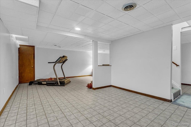 24842 White Plains Dr, Novi, MI 48374 - finished basement featuring stairway, a drop ceiling, and recessed lighting