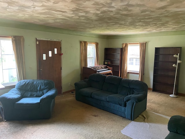 4120 S Washington Rd, Saginaw, MI 48601 - carpeted living room with plenty of natural light and a textured ceiling
