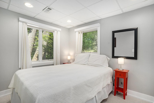 6881 Helena St, West Olive, MI 49460 - carpeted bedroom featuring a drop ceiling and recessed lighting