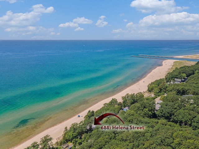 6881 Helena St, West Olive, MI 49460 - bird's eye view of waterfront with a beach